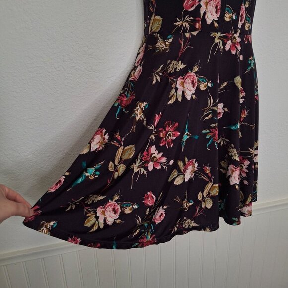 Free People Floral Skater Dress Sz S Mini Birds Whimsigoth Fairy Bohemian VTG - Picture 5 of 16